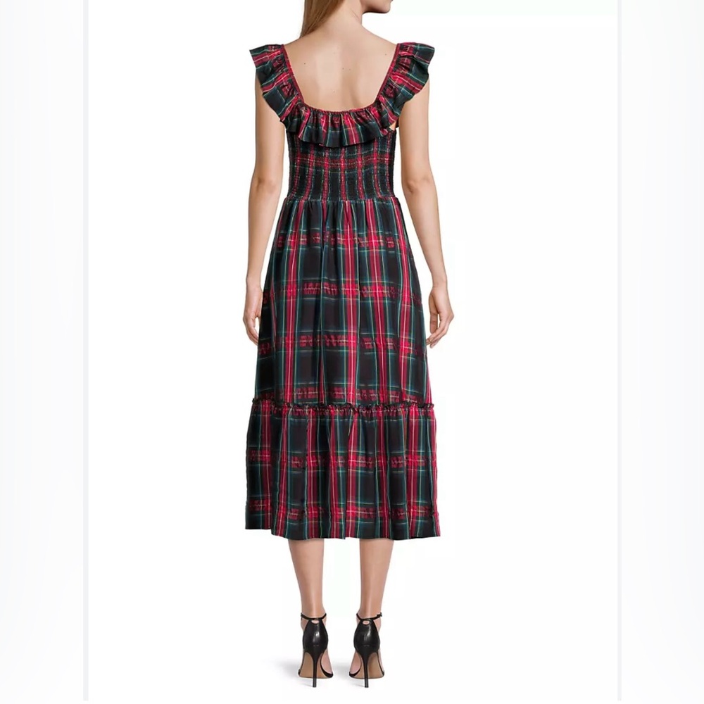 $248 NWT VINEYARD VINES Apres Ruffle-Trimmed Plaid Midi-Dress XXL